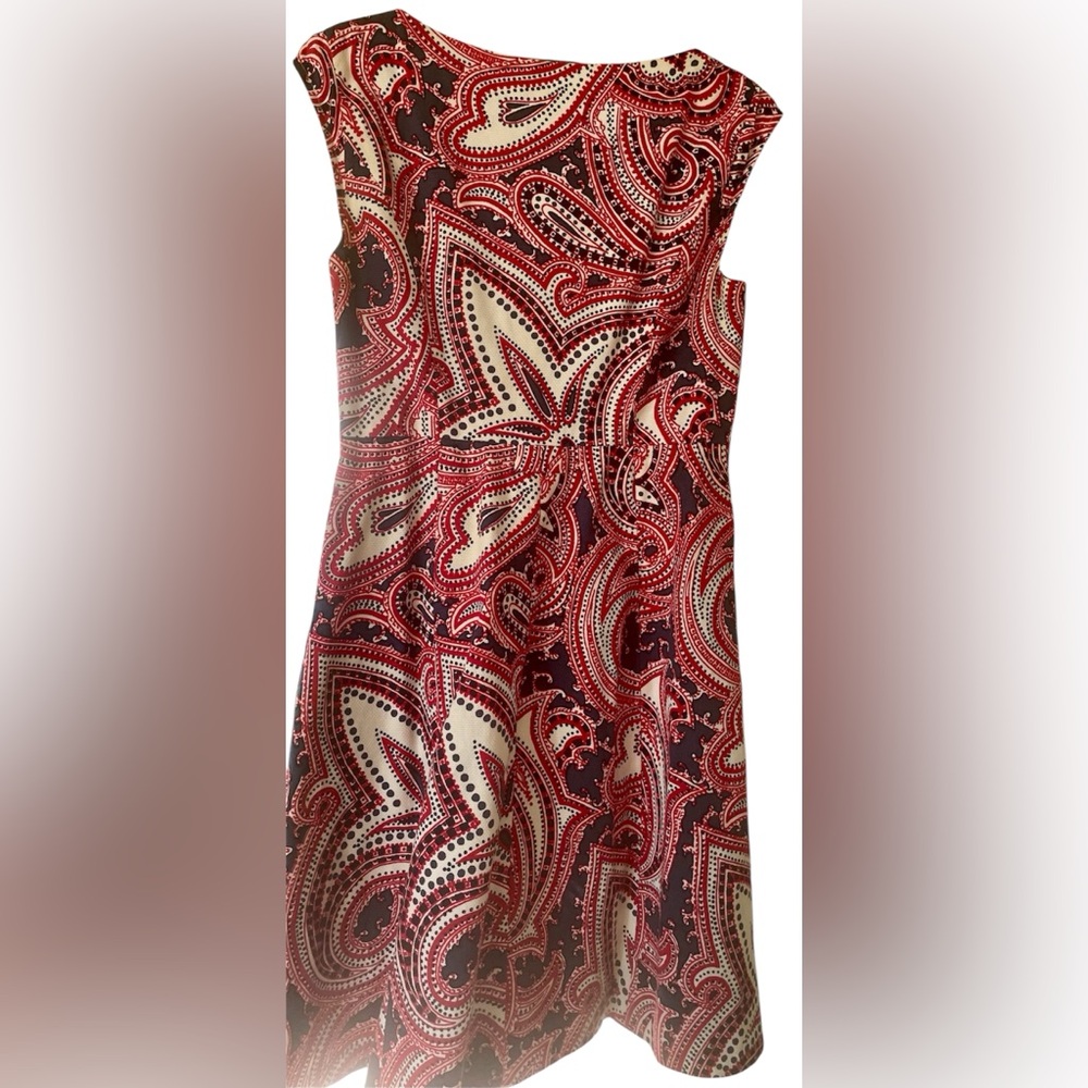 Tommy Hilfiger Red and Black Paisley Midi Dress